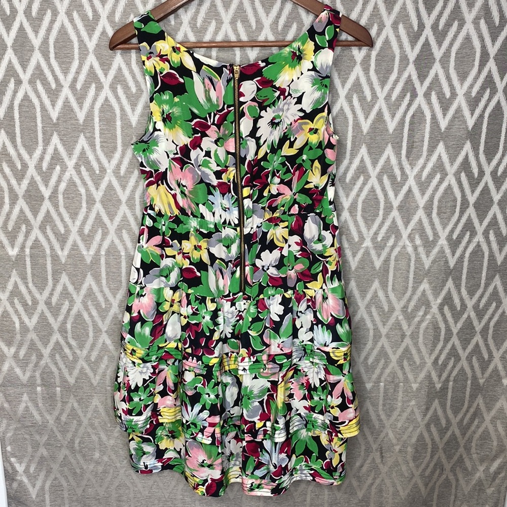 Moulinette Soeurs Fit & Flare 100% Silk Sleeveless Floral Tiered Ruffle Size: 0 - Picture 6 of 10